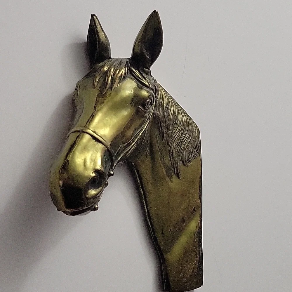 Vintage Brass Toned Thoroughbred Horse Relief 10